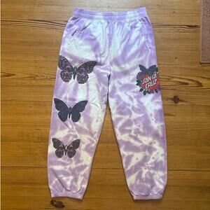 Broken Promises Santa Cruz purple tie dyed butterfly sweatpants SIZE L